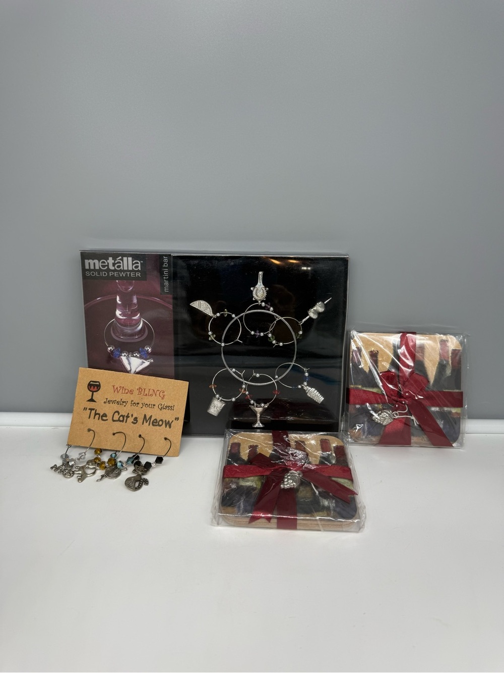 10 Wine Charms and Wine Coasters All NWT